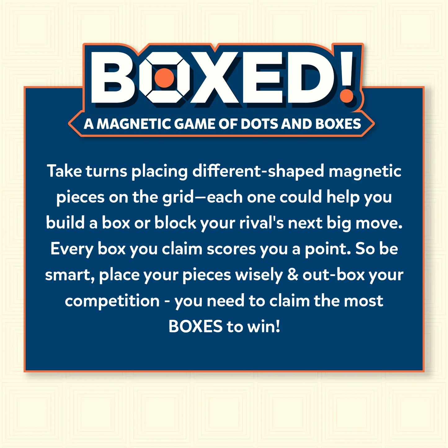 Boxed: A Magnetic Game of Dots & Boxes (ages 5+)