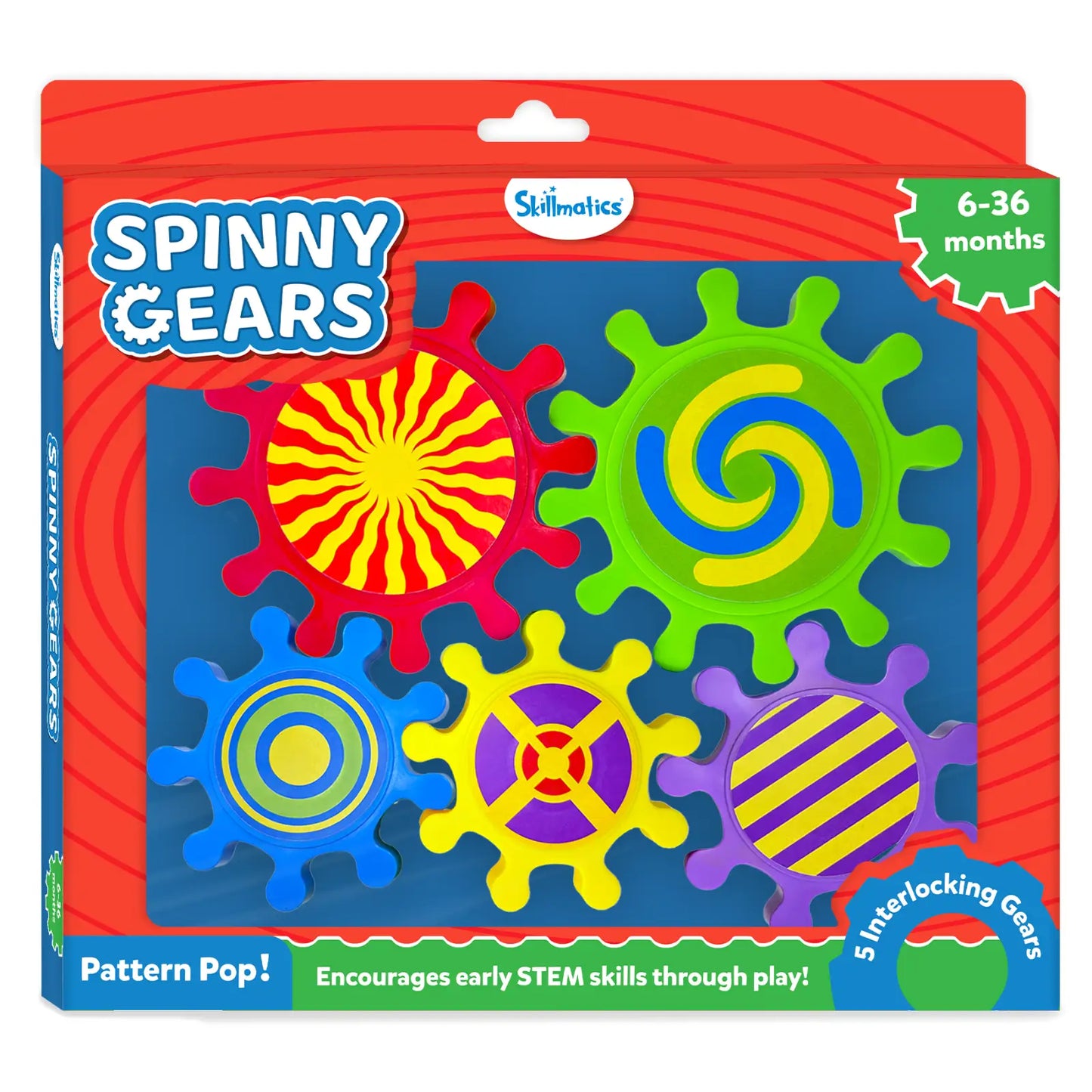 Spinny Gears: Pattern Pop | 5 Interlocking Gears (Ages 6-36 months)