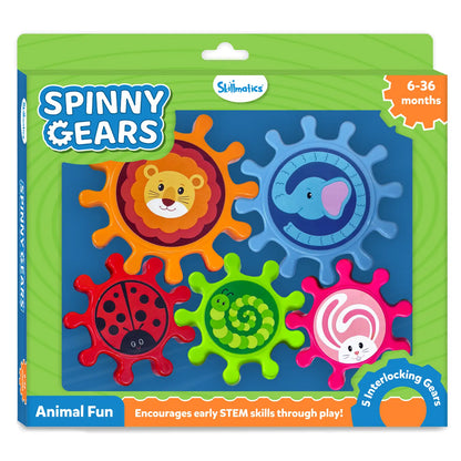 Spinny Gears: Animal Fun | 5 Interlocking Gears (Ages 6-36 months)