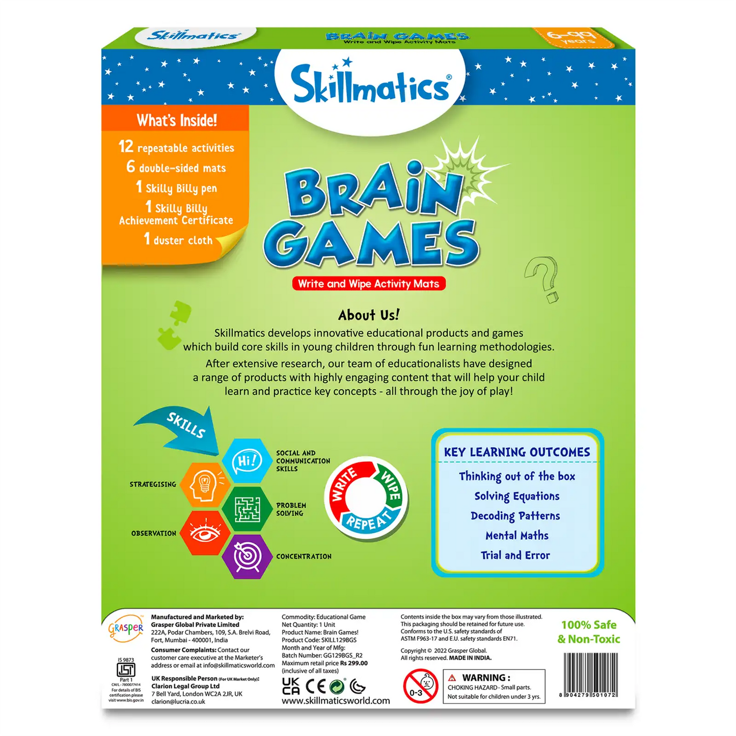 Brain Games | Reusable Activity Mats (ages 6+)