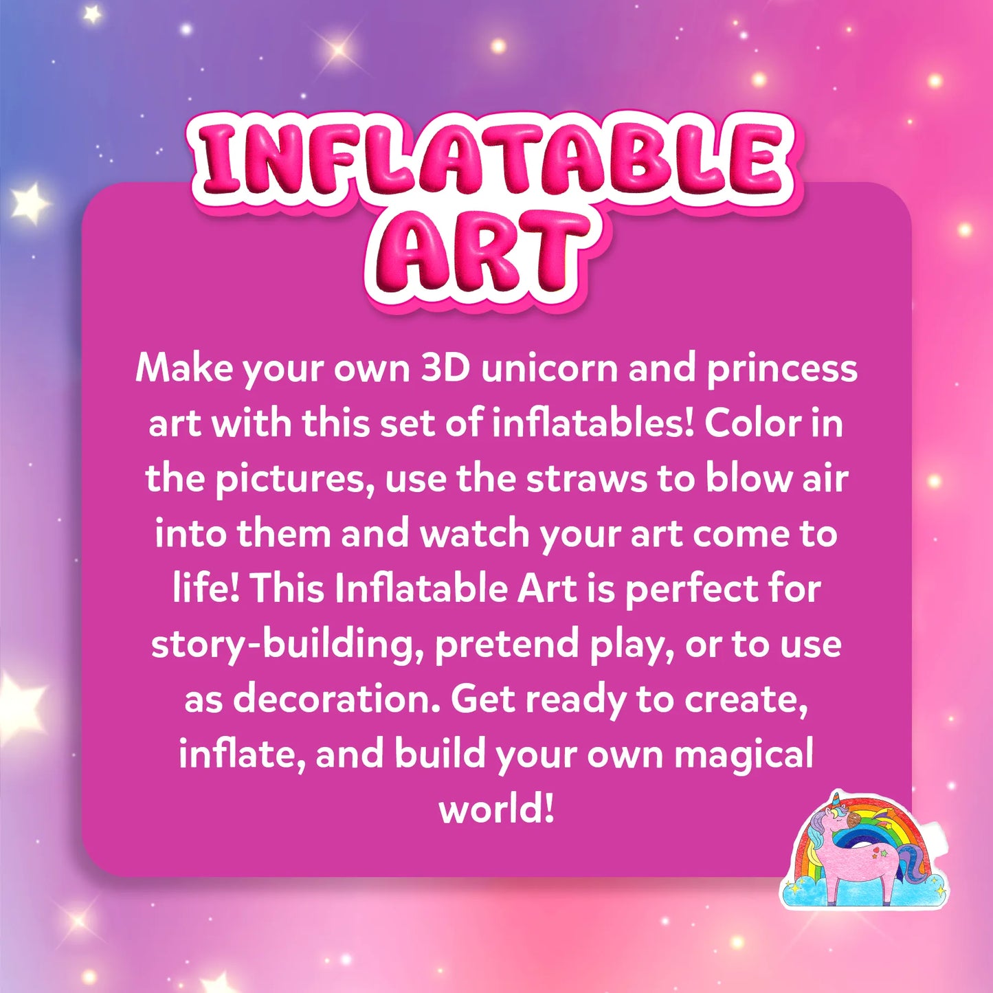 Inflatable Art: Unicorns & Princesses | 3D DIY Craft Kit (ages 4-7)