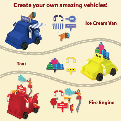 Sandeezy: Cars, Trucks, & More! | Sensory Toy & Pretend Play Set | Gifts for Ages 3-7