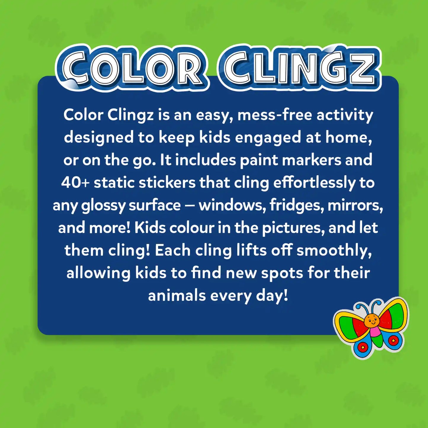 Color Clingz: Amazing Animals | Mess-Free Reusable Static Stickers | Gifts for Ages 3-7