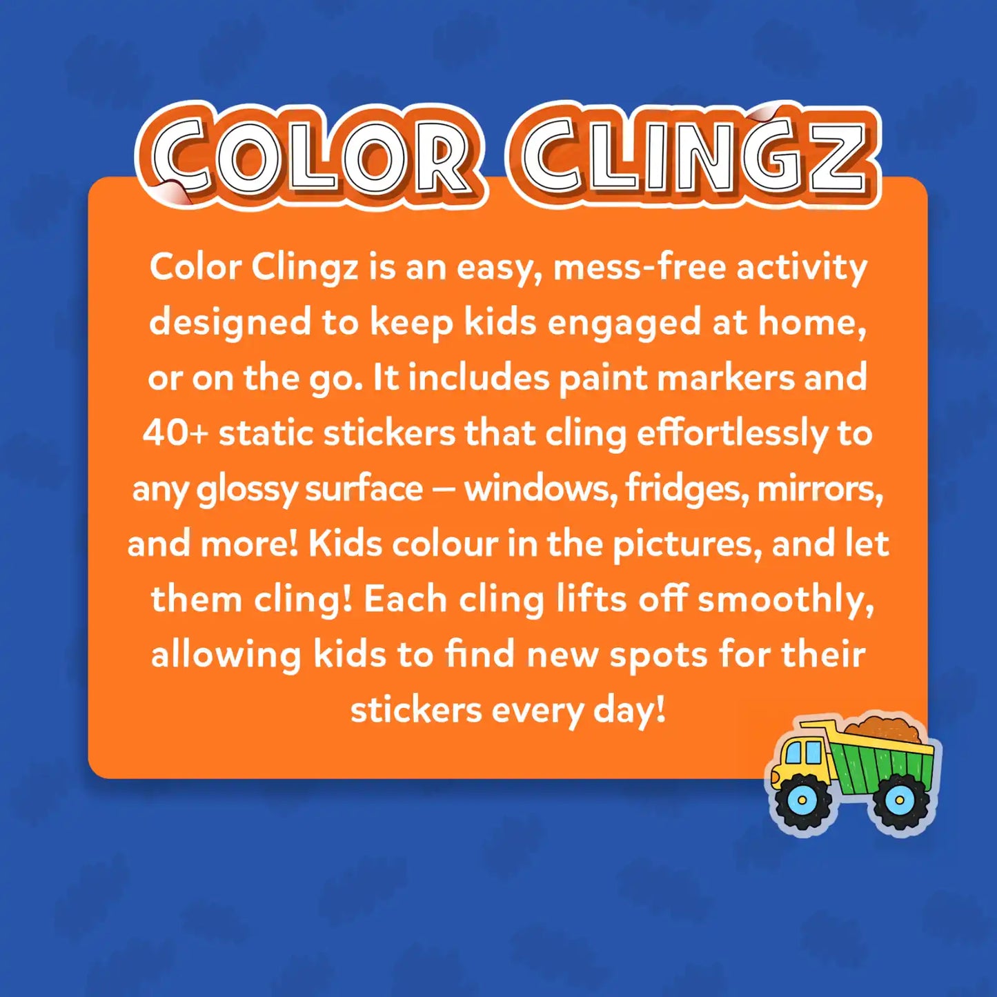 Color Clingz: Cars, Sports, Dinos & More! | Mess-Free Reusable Static Stickers | Gifts for Ages 3-7