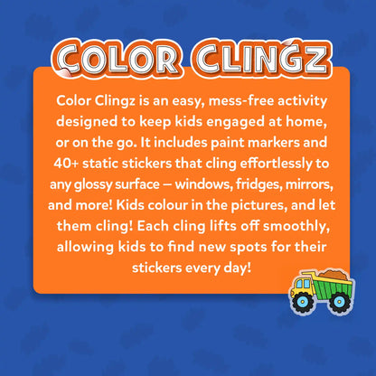 Color Clingz: Cars, Sports, Dinos & More! | Mess-Free Reusable Static Stickers | Gifts for Ages 3-7