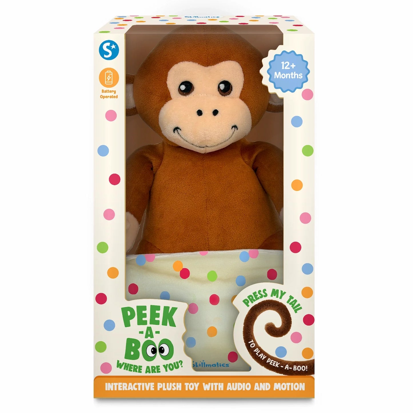 Peek-A-Boo Monkey Toy: Interactive Plush with Sound & Motion (Ages 12 months+)