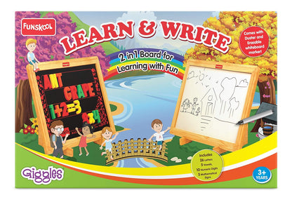 Funskool Giggles Learn N Write Slate | 2-in-1 Magnetic & Dry Erase Learning Board for Kids | Multicolour | Age 3+ Years