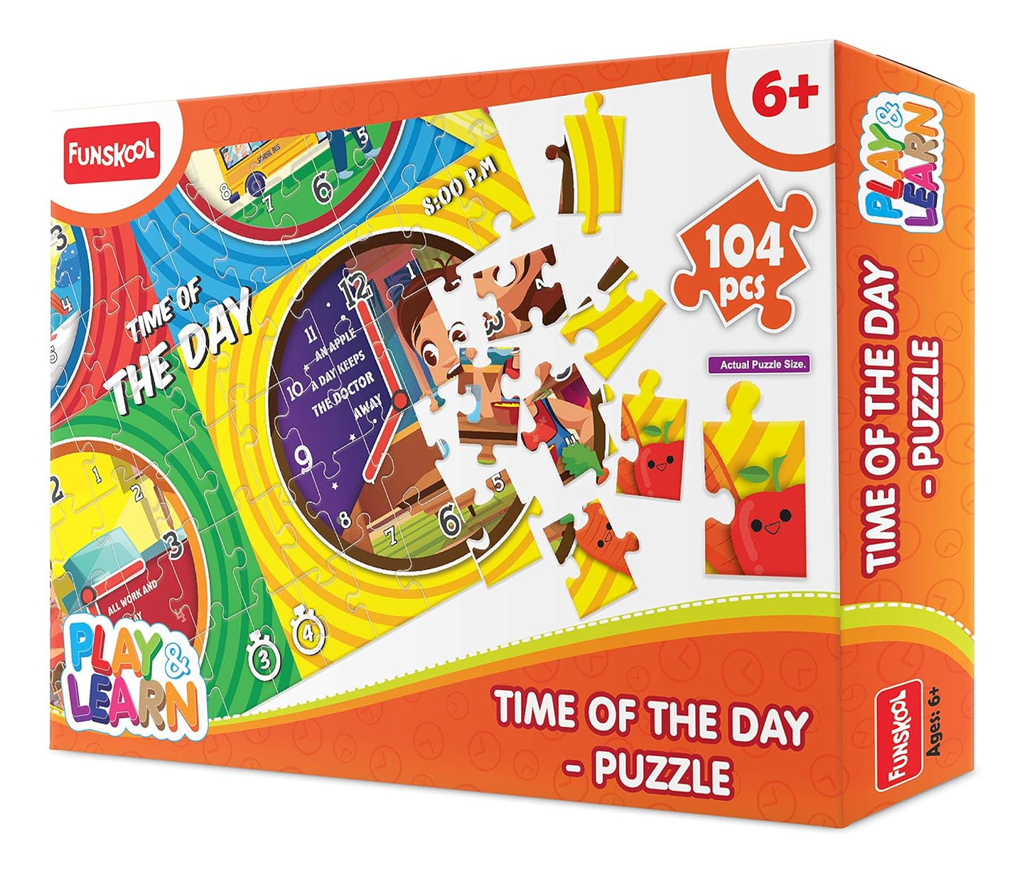 Funskool Play & Learn Every Day Time Puzzle | 104-Piece Educational Learning Toy for Kids | Age 6+ Years
