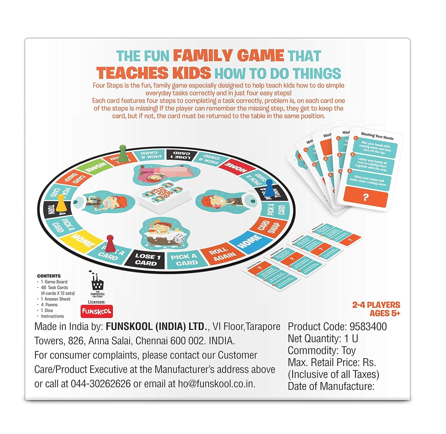 Funskool Four Steps Daily Routine Board Game for Kids | Fun Learning Family Game | Multicolour