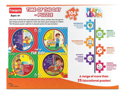 Funskool Play & Learn Every Day Time Puzzle | 104-Piece Educational Learning Toy for Kids | Age 6+ Years