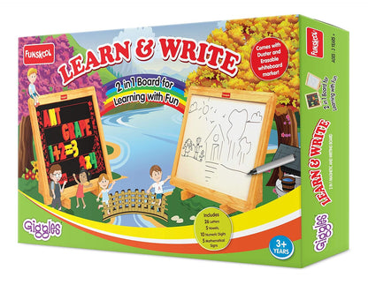 Funskool Giggles Learn N Write Slate | 2-in-1 Magnetic & Dry Erase Learning Board for Kids | Multicolour | Age 3+ Years