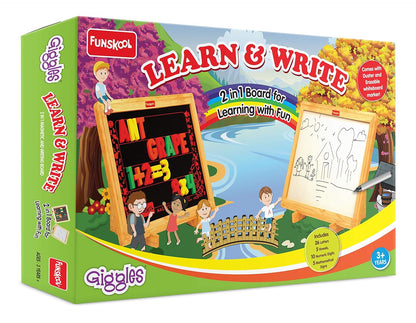 Funskool Giggles Learn N Write Slate | 2-in-1 Magnetic & Dry Erase Learning Board for Kids | Multicolour | Age 3+ Years