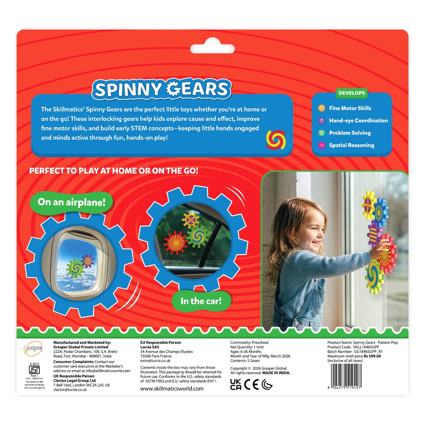 Spinny Gears: Pattern Pop | 5 Interlocking Gears (Ages 6-36 months)