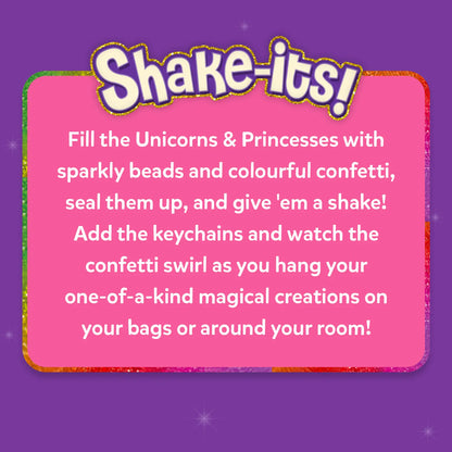 Shake-its: Unicorns & Princesses | DIY Craft Kit with Keychains (ages 4-9)
