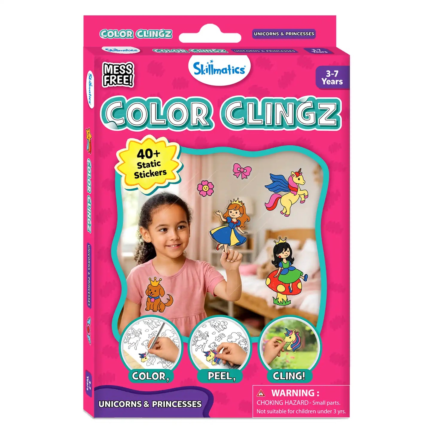 Color Clingz: Unicorns & Princesses | Mess-Free Reusable Static Stickers | Gifts for Girls Ages 3-7