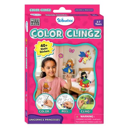 Color Clingz: Unicorns & Princesses | Mess-Free Reusable Static Stickers | Gifts for Girls Ages 3-7