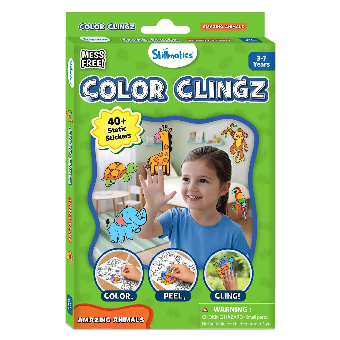 Color Clingz: Amazing Animals | Mess-Free Reusable Static Stickers | Gifts for Ages 3-7