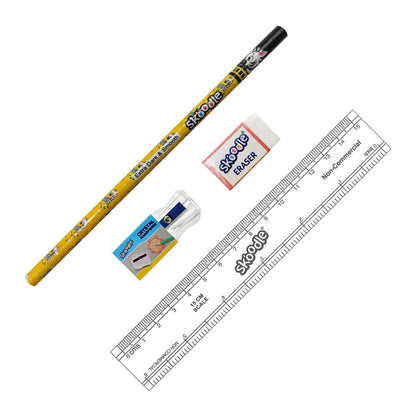 Skoodle Grab & Go Stationery Kit (1 Pencil/1 Scale/1 Eraser/1 Sharpener)