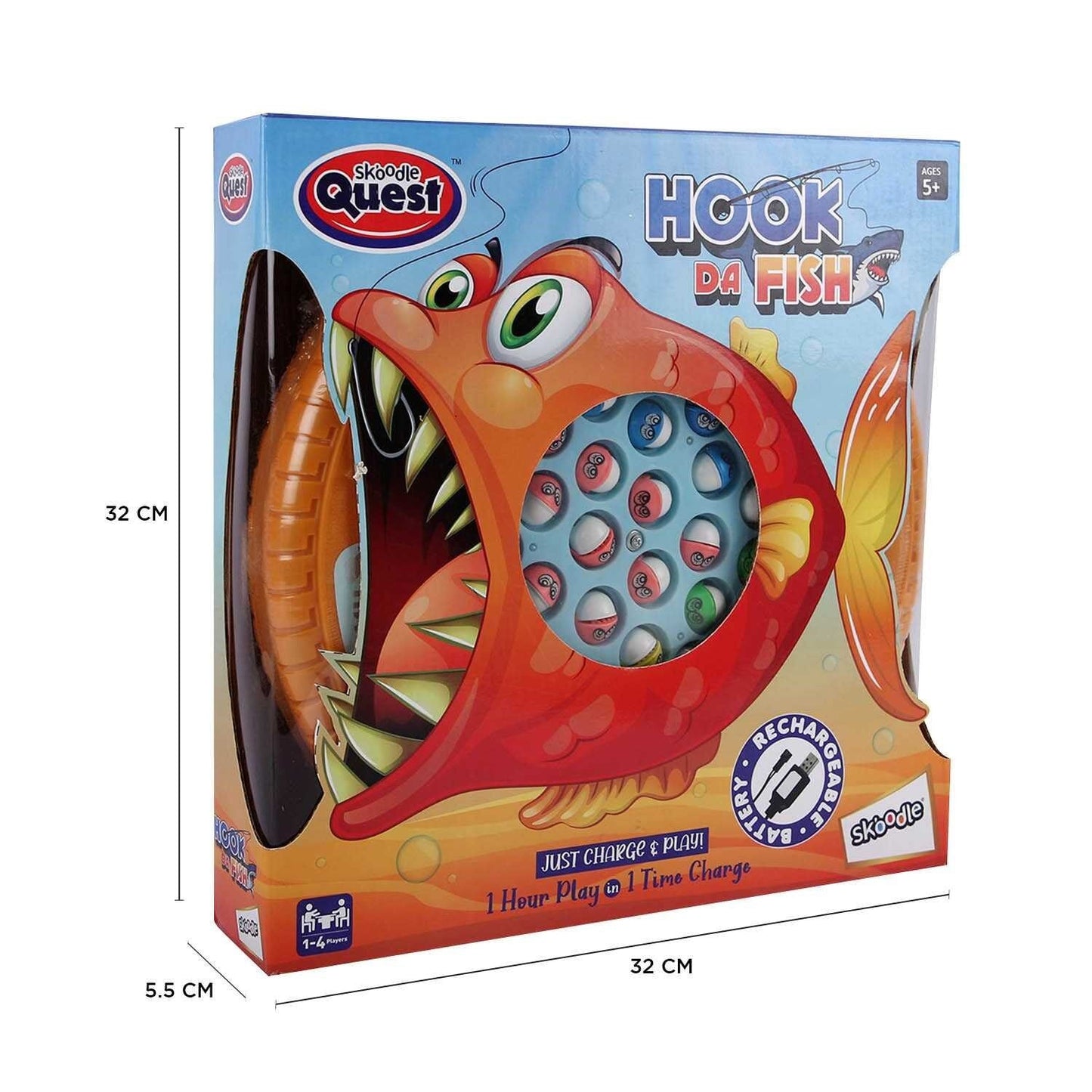 Skoodle Quest Hook Da Fish Rechargeable Game - Orange