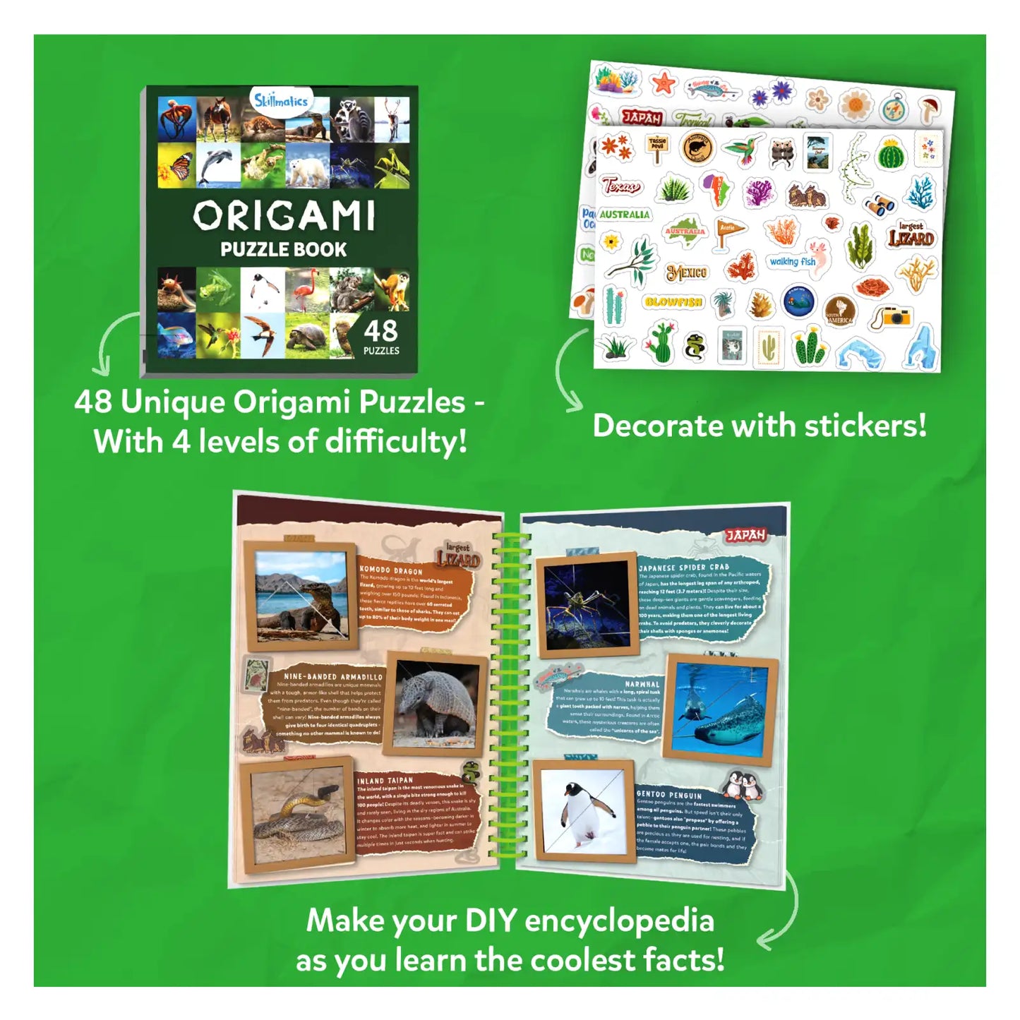 Craftopedia: Coolest Creatures | Origami Puzzle Book & Encyclopedia Scrapbook (ages 6+)