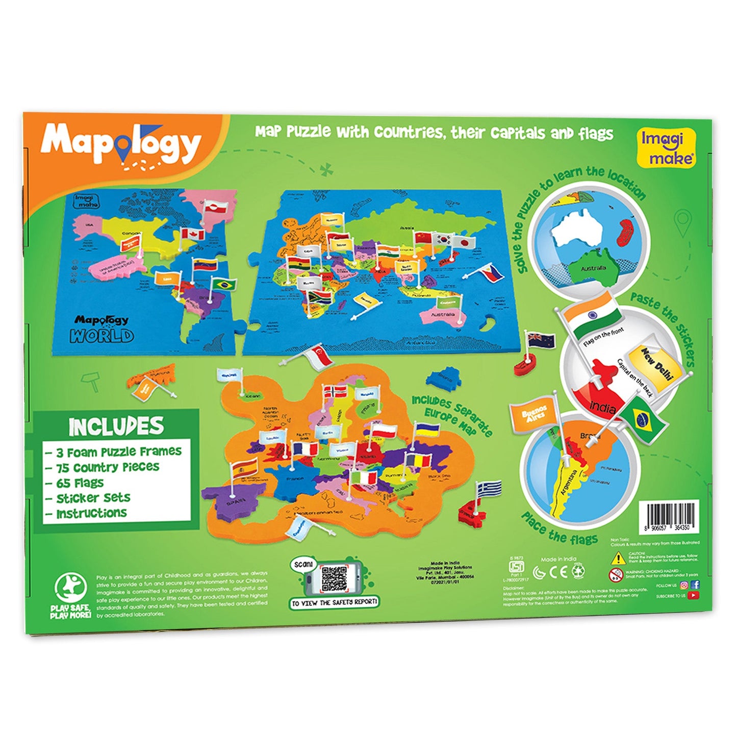 Mapology: Pack of 12 World with Flags & Capitals