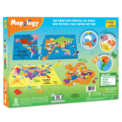 Mapology World & USA with Flags & Capitals
