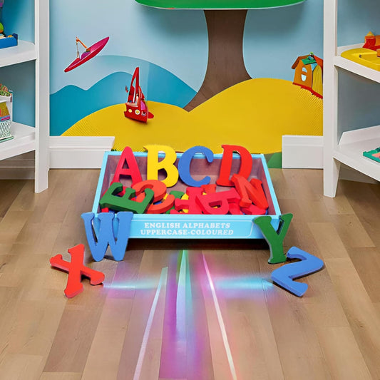 Bluebells Toys Nrovaz Wooden Uppercase Multicolor English Alphabet 26 Blocks Set Educational Learning Toy for Kids Gift Item (A to Z)
