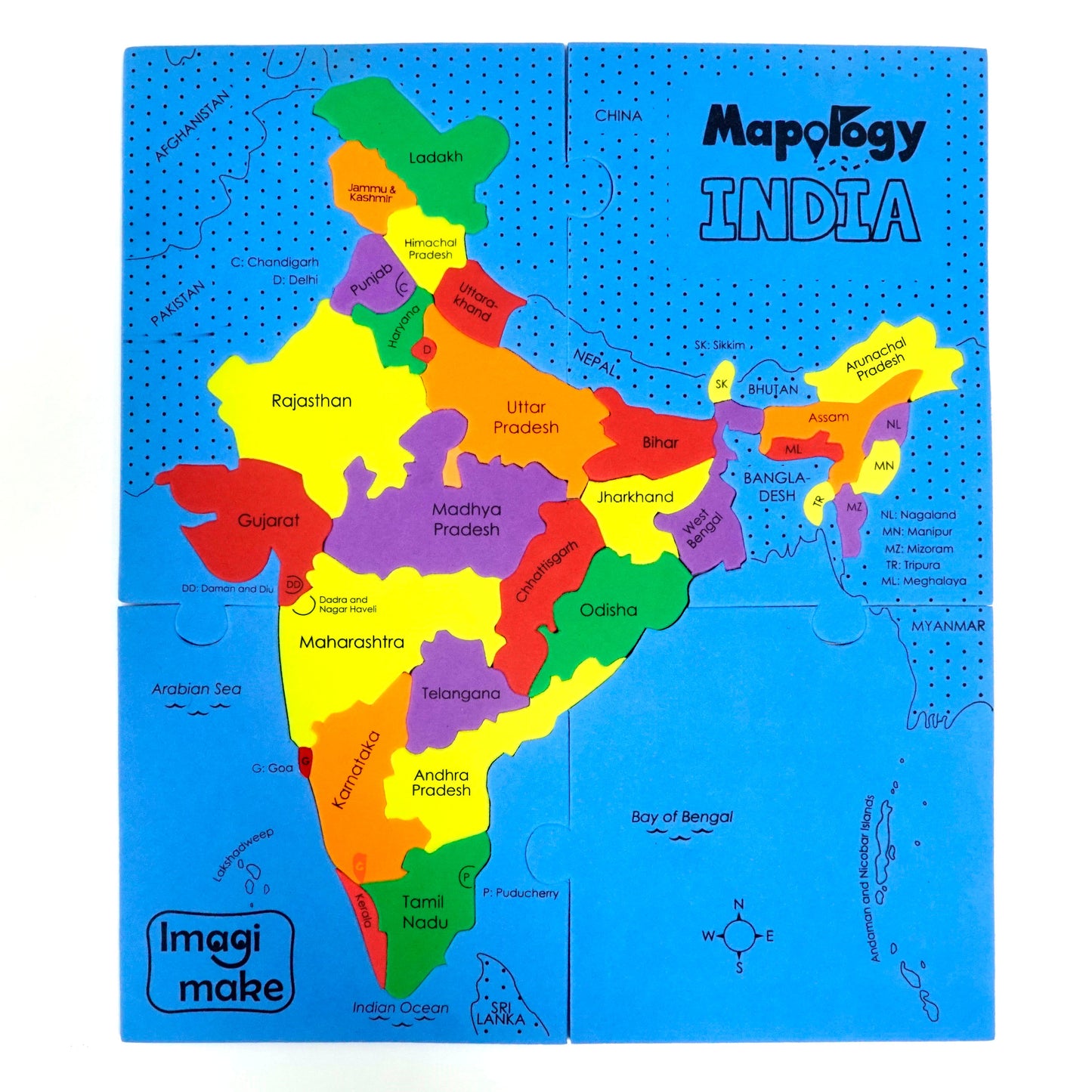 Mapology: Pack of 12 States of India Map Puzzle