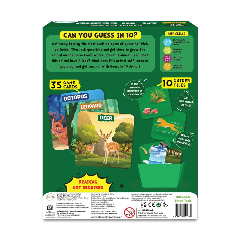 Guess in 10 Junior: World of Animals | Trivia Card Game (ages 3-6)
