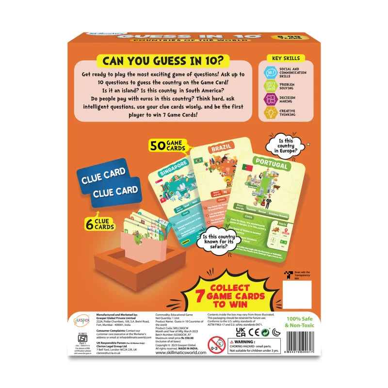 Guess in 10: Countries Of The World | Trivia Card Game (ages 8+)