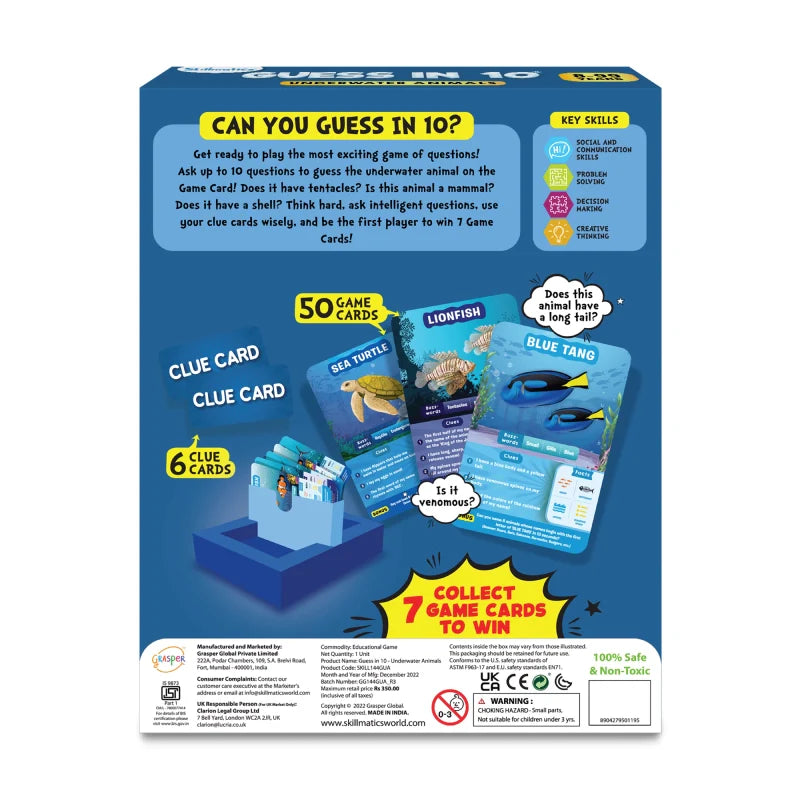 Guess in 10: Underwater Animals | Trivia Card Game (ages 8+)