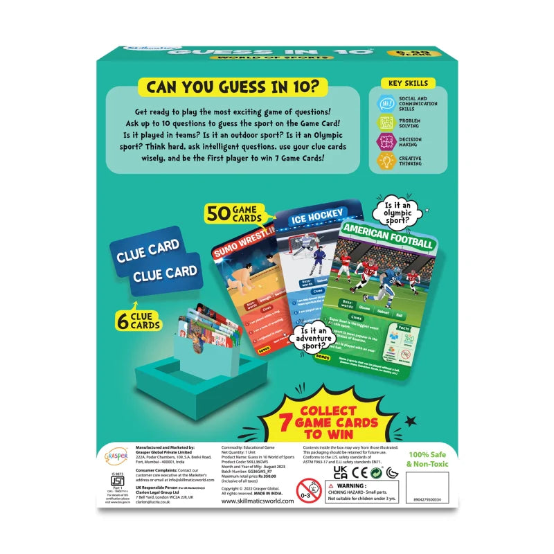 Guess in 10: World Of Sports | Trivia Card Game (ages 6+)