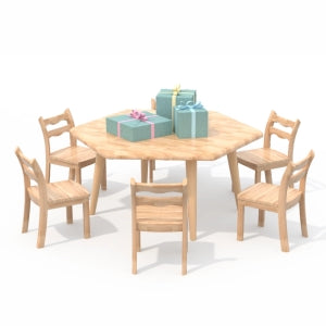 Hexagonal-Wooden-Table-Without-Chairs