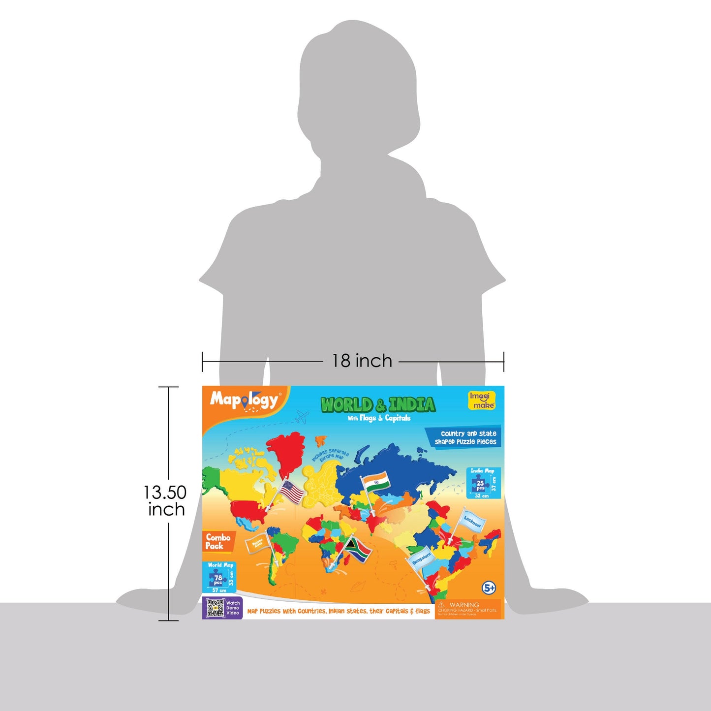 Mapology Combo: Map Puzzle of India and World with Capitals and Flags of Countries