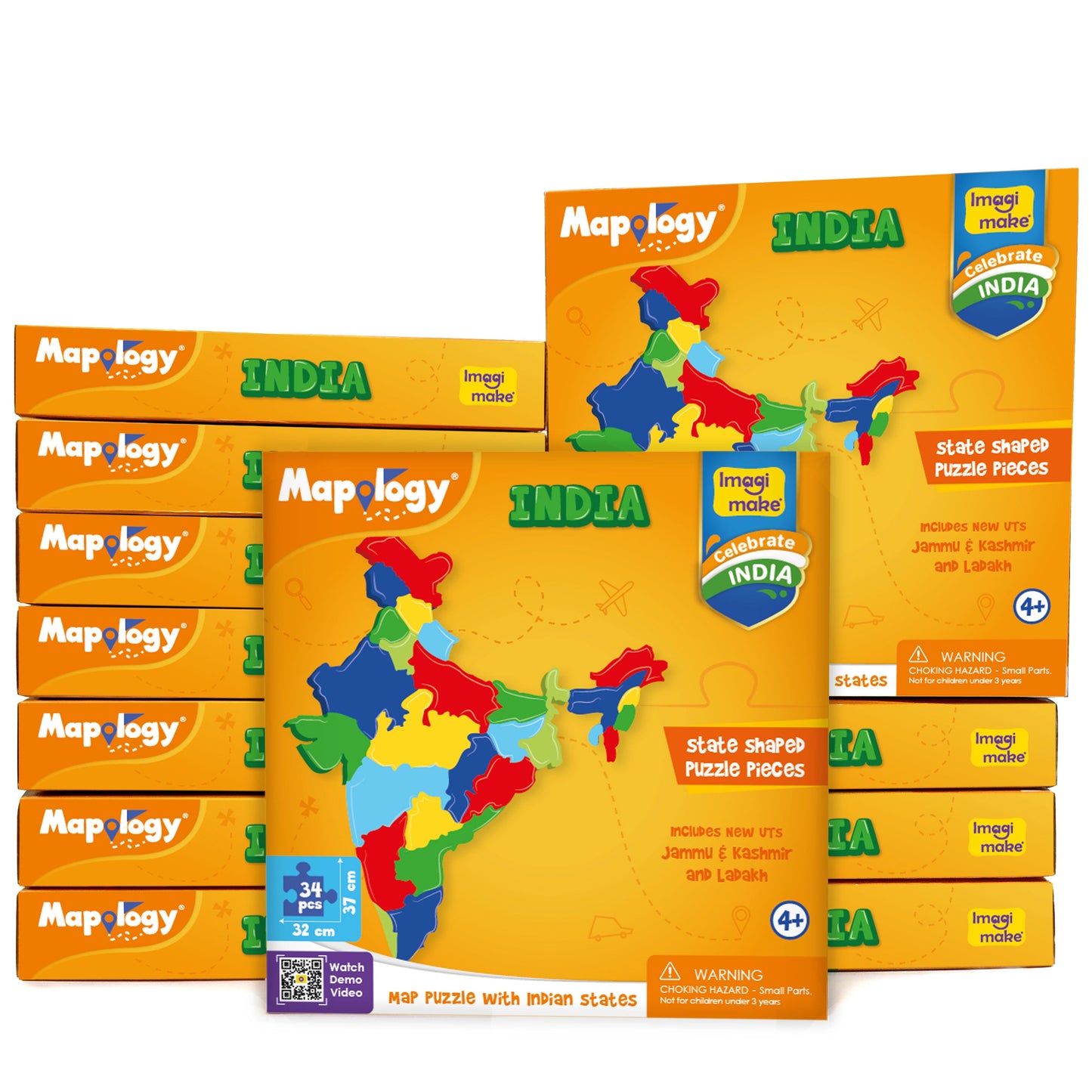 Mapology: Pack of 12 States of India Map Puzzle