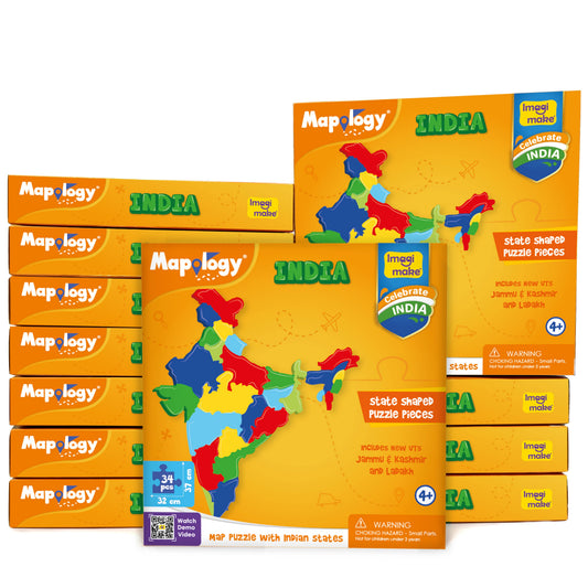 Mapology: Pack of 12 States of India Map Puzzle
