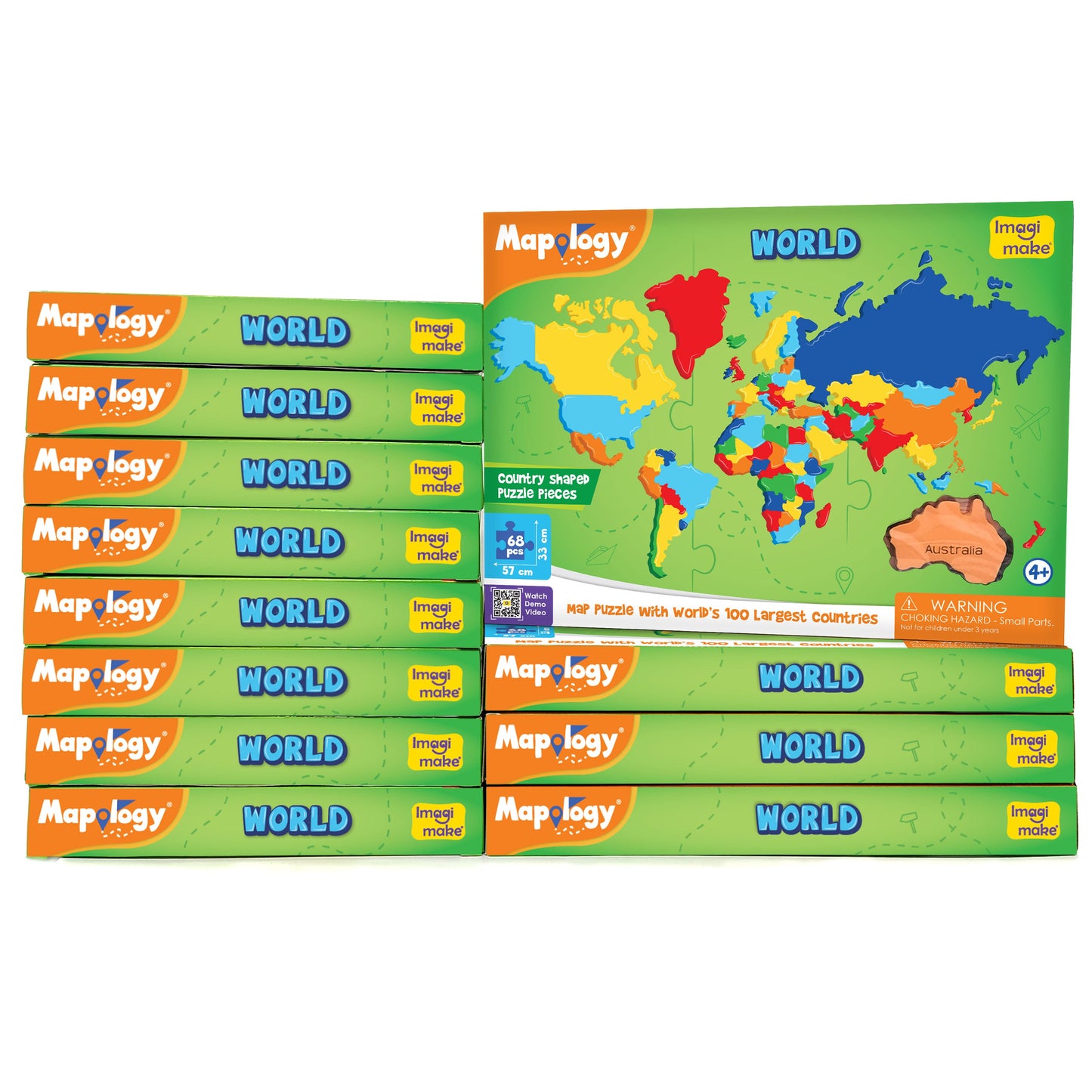Mapology: Pack of 12 World Map Puzzle