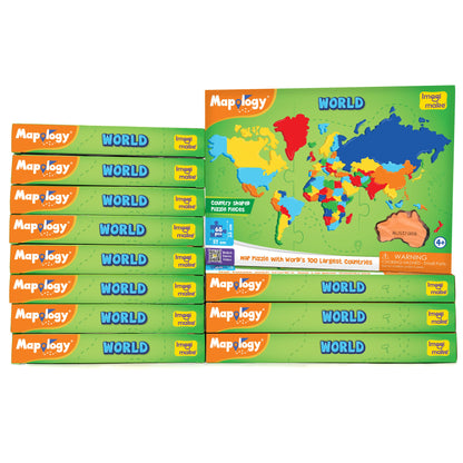 Mapology: Pack of 12 World Map Puzzle
