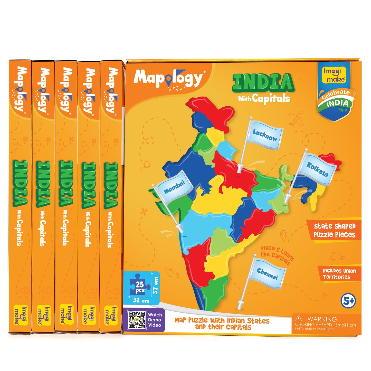 Mapology: Pack of 6 India with Capitals