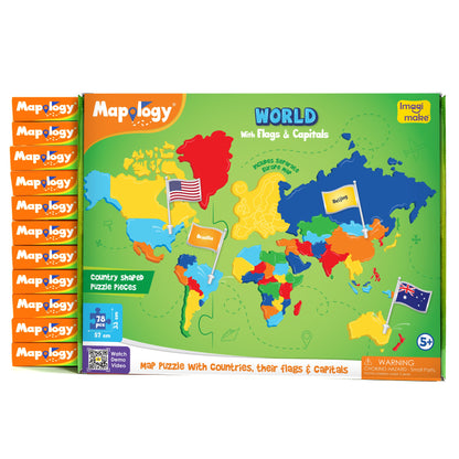 Mapology: Pack of 12 World with Flags & Capitals