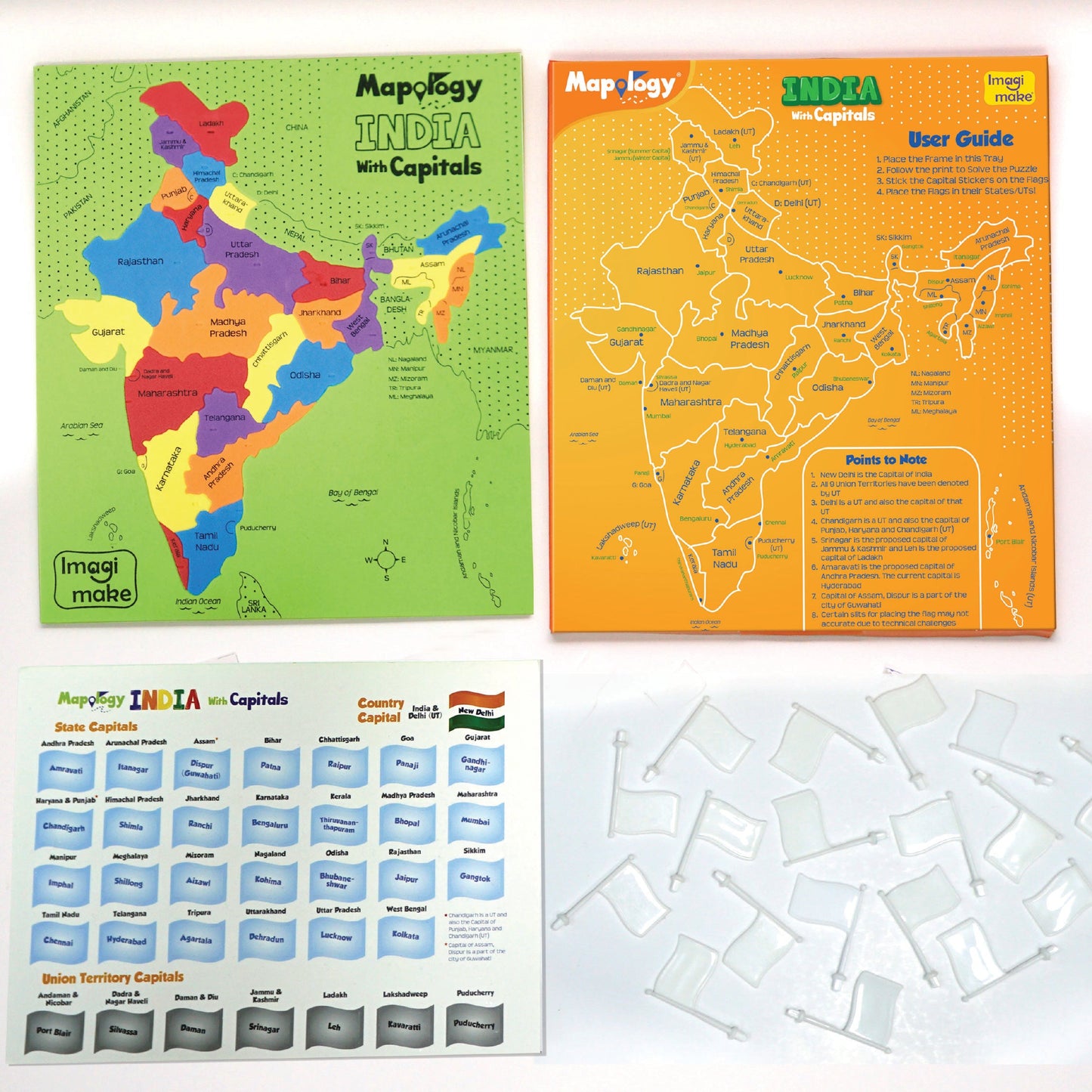 Mapology: Pack of 12 India with Capitals