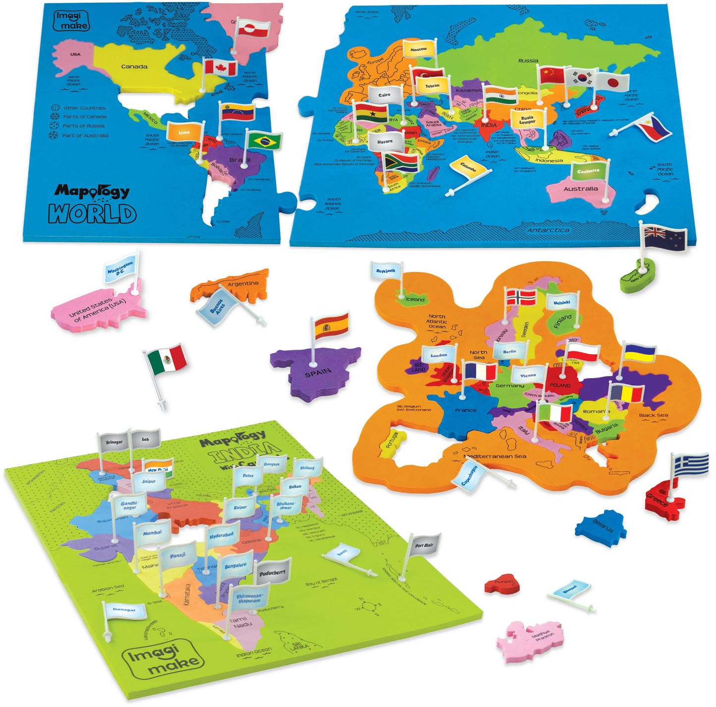 Mapology Ultimate Combo: India & World Map Puzzle, Solar System Puzzle & Monument of India Construction Set