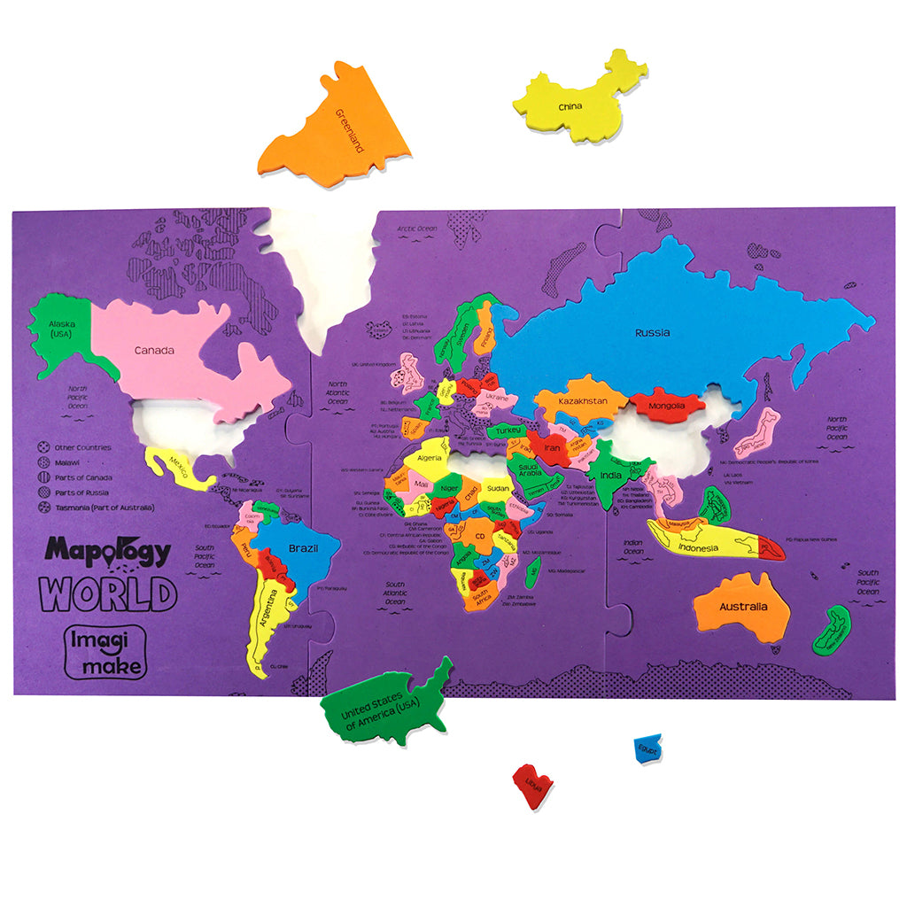 Mapology: Pack of 12 World Map Puzzle