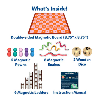 Snakes & Ladders | Magnetic & Customizable Board Game with a Twist (ages 4+)