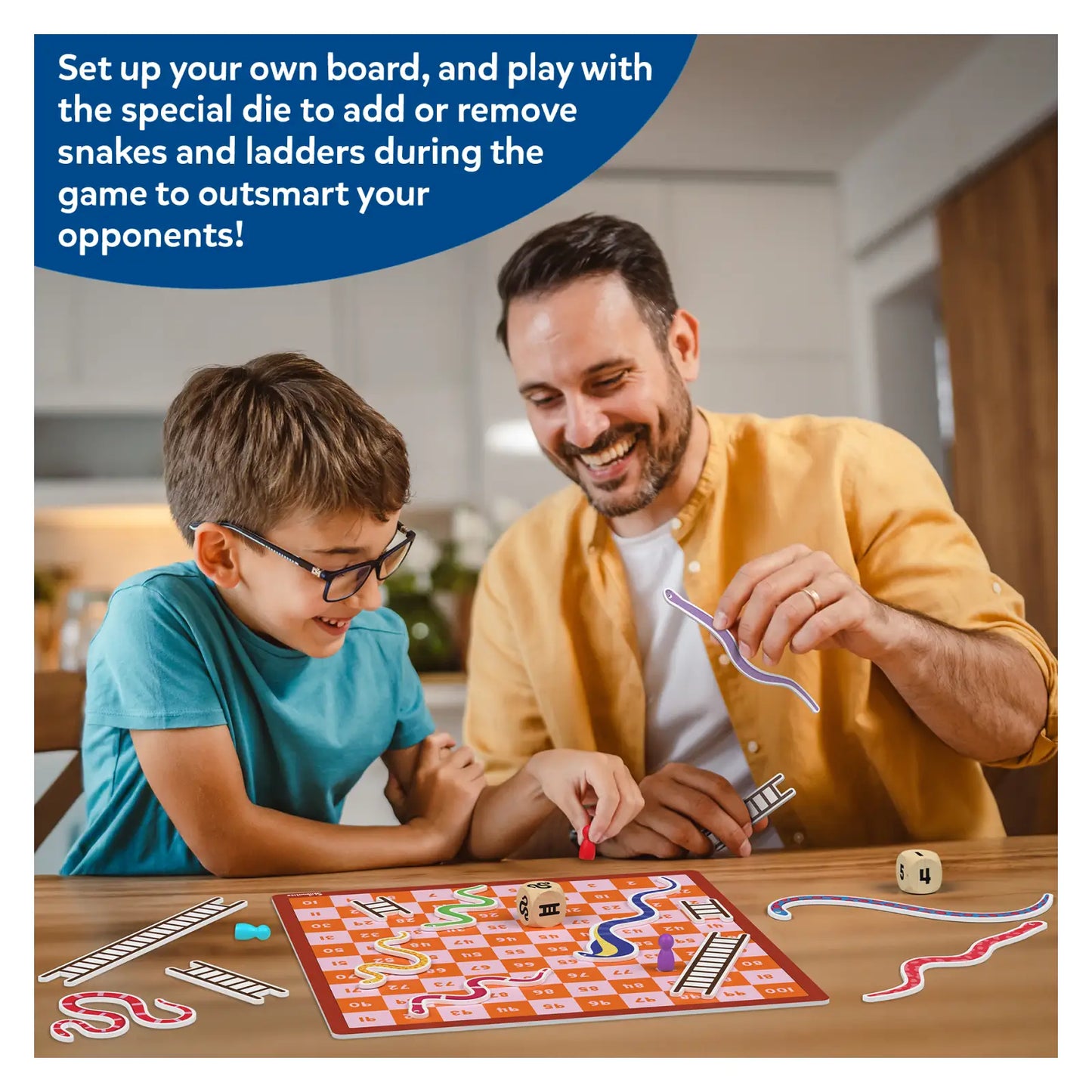 Snakes & Ladders | Magnetic & Customizable Board Game with a Twist (ages 4+)