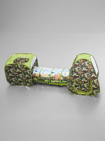 Army Tent & Tunnel Play Set – 2 Tents with Connecting Tunnel for Kids