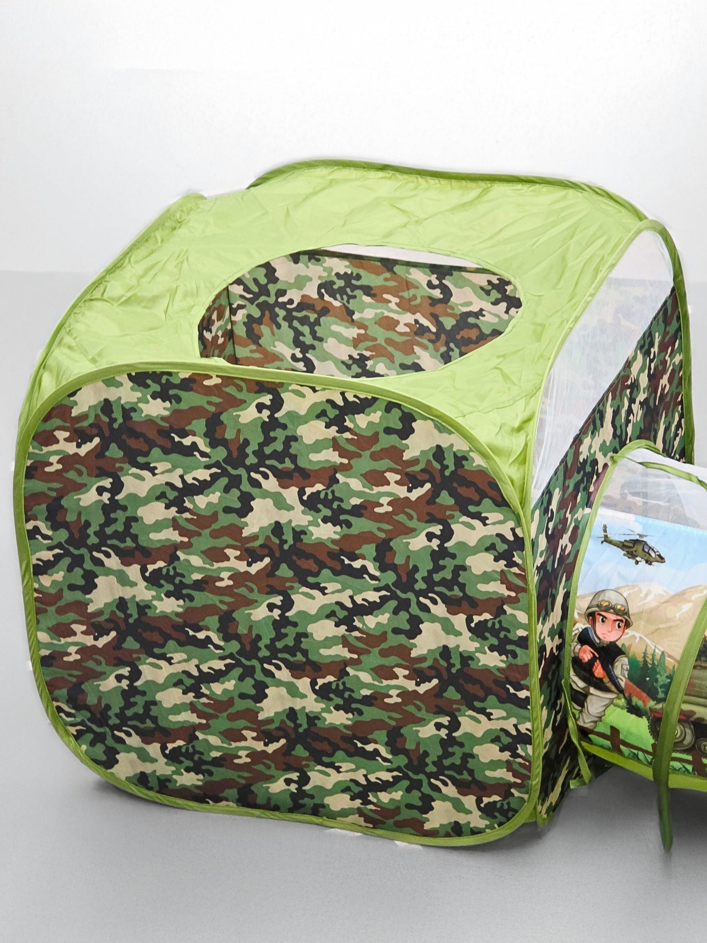 Army Tent & Tunnel Play Set – 2 Tents with Connecting Tunnel for Kids