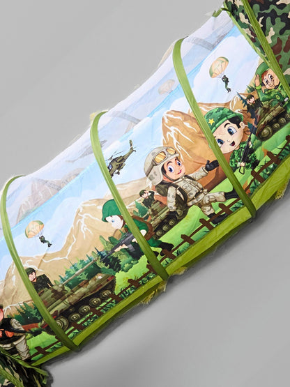 Army Tent & Tunnel Play Set – 2 Tents with Connecting Tunnel for Kids