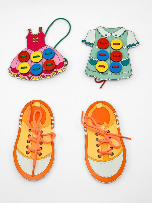 Lacing Set – Girls Edition | Educational Wooden Toy for Fine Motor Skills