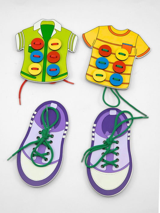 Lacing Set – Boys Edition | Educational Wooden Toy for Fine Motor Skills
